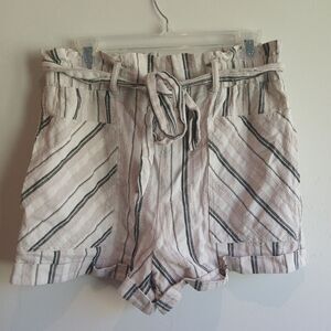 Misred Paperbag Shorts Size Large Striped Lined Drawstring